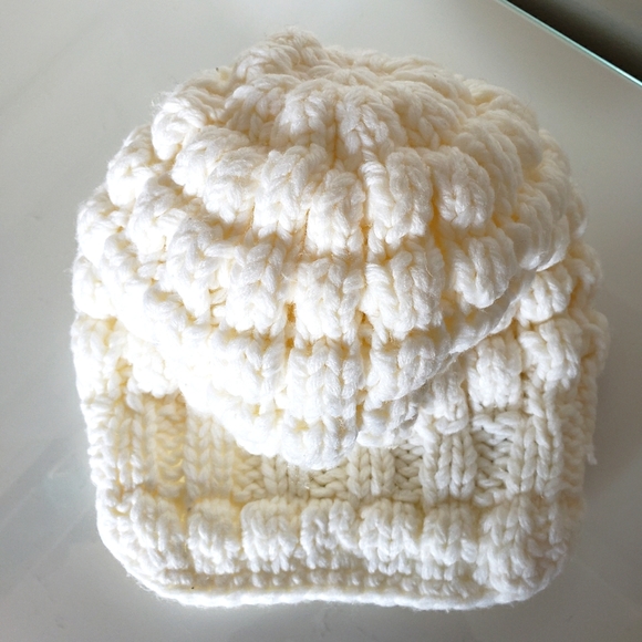 Roxy Chunky Knit Floppy Cap Cream Boho Summer Ski Winter Women NWOT - Picture 6 of 7